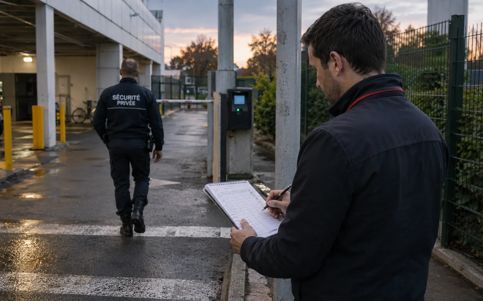 Un évaluateur documente discrètement une ronde/un contrôle dans un environnement réel.